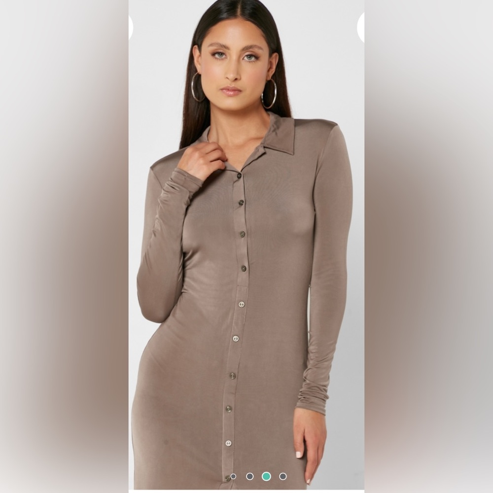 River Island Brown Button Detail Knitted Dress Size 6 NWT - Picture 4 of 15